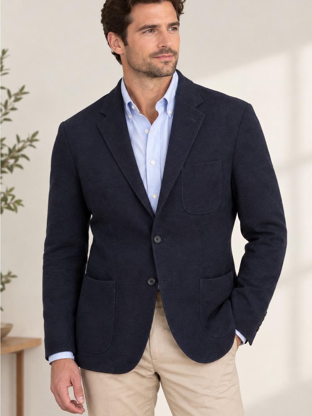 Brooks Brothers 1818 Regent Navy Knit Wool Dondi Jersey Italy Sport Coat 42R